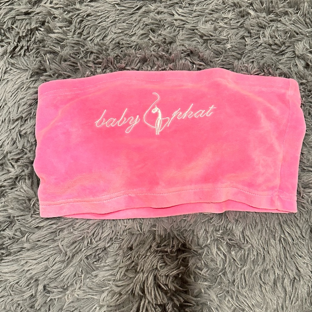 HOT PINK BABY PHAT CROPPED TUBED TOP SZ S